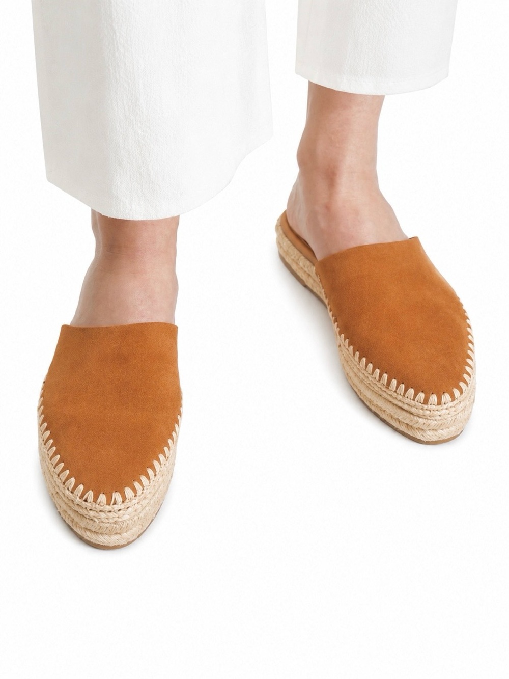 Sam Edelman Austin Suede Espadrille Mule Size 7.5 Caramel Brown